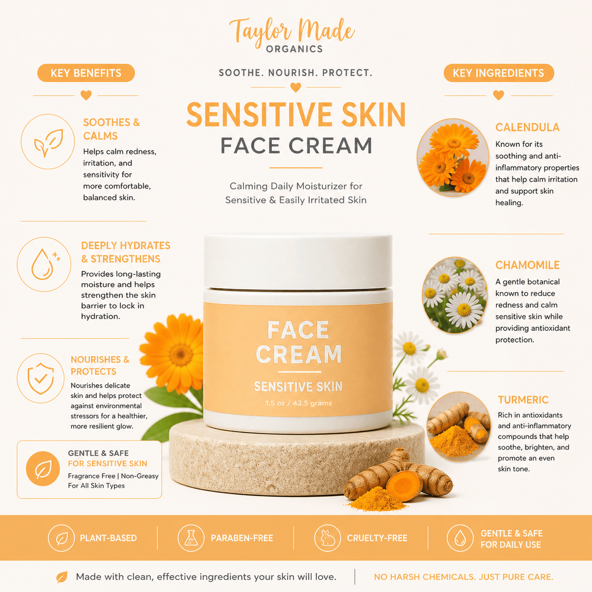 Sensitive Skin Face Cream | Calendula + Chamomile