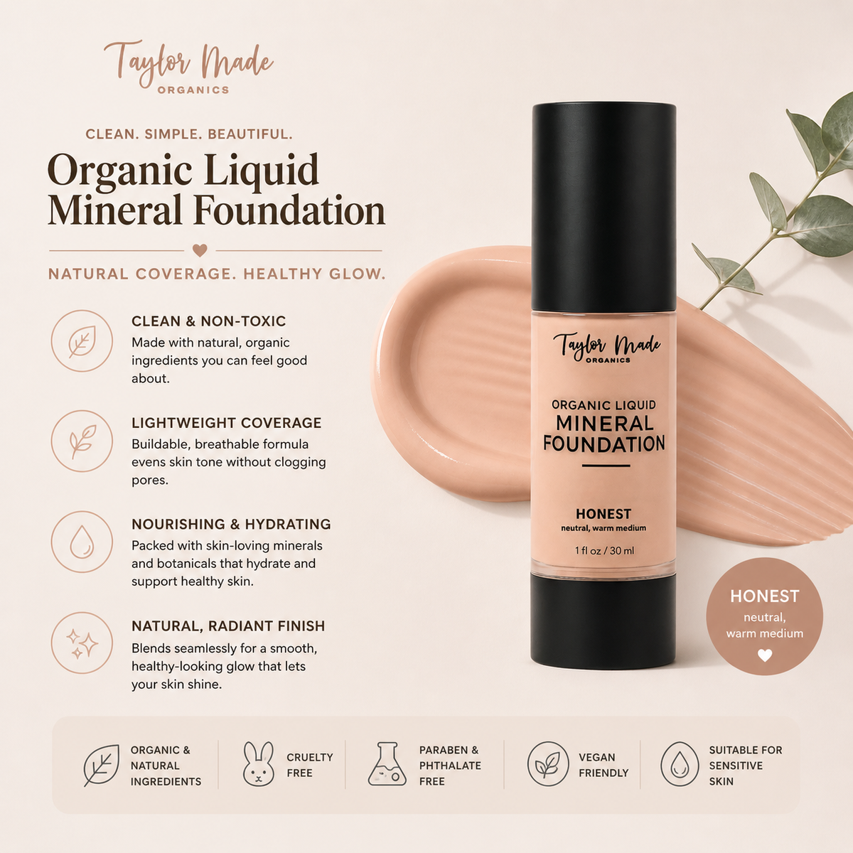 Liquid Mineral Foundation – Buildable, Natural Coverage