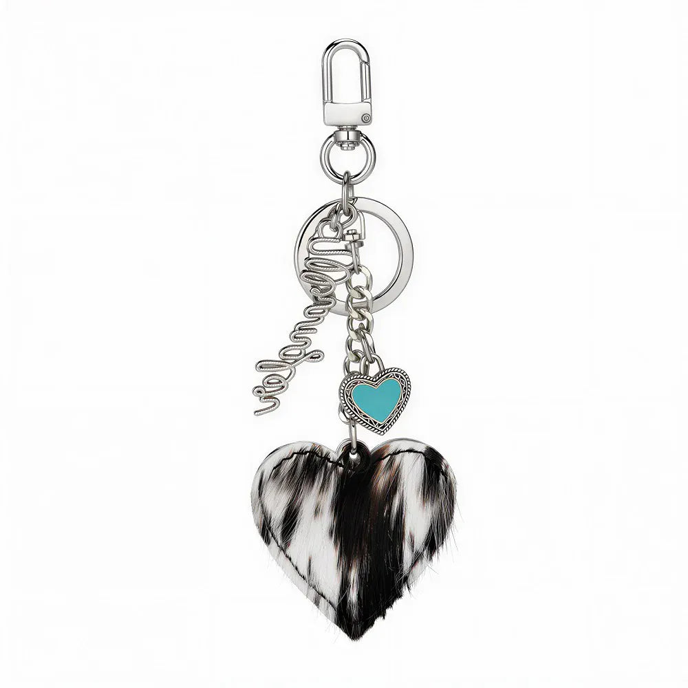 hope + joy collective Wrangler Western Heart Cowhide Bag Charm Wrangler Western Heart Cowhide Bag Charm