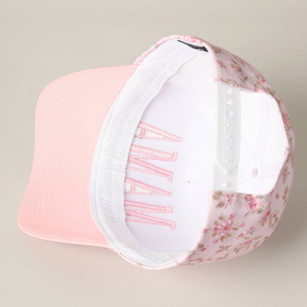 Fashion City hat ONE SIZE MAMA Embroidered Pink Floral Trucker Hat MAMA Embroidered Pink Floral Trucker Hat