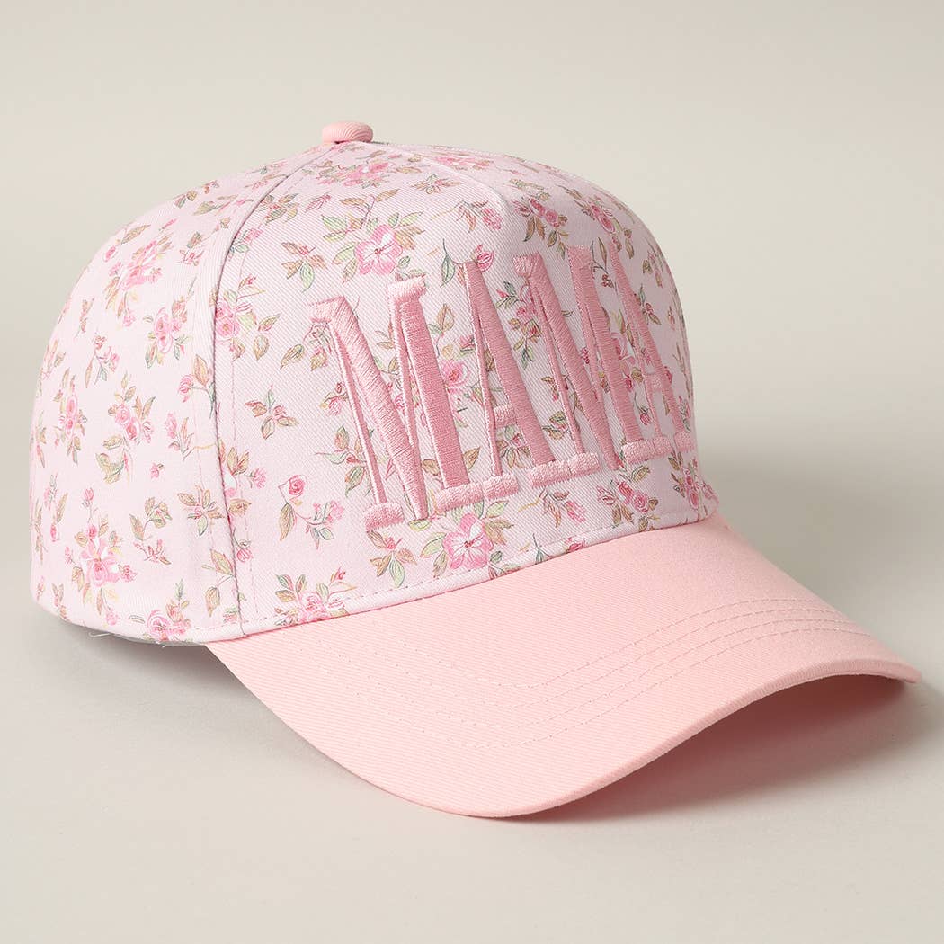 Fashion City hat ONE SIZE MAMA Embroidered Pink Floral Trucker Hat MAMA Embroidered Pink Floral Trucker Hat
