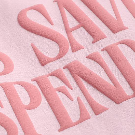 Fashion City Sweatshirt JESUS SAVES, I SPEND Puff Print Light Pink Midweight Sweatshirt JESUS SAVES, I SPEND Puff Print Light Pink Midweight Sweatshirt