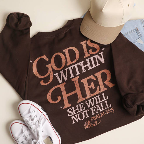 Fashion City Sweatshirt XL GOD IS WITHIN HER Dark Chocolate Heavyweight Crewneck Sweatshirt GOD IS WITHIN HER Dark Chocolate Heavyweight Crewneck Sweatshirt