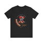 hope + joy collective black t-shirt with cowgirl boots with red roses with "trailblazing with grit and grace" in white text arching over the top of the design and "western charm" under-arching the bottom of the boots