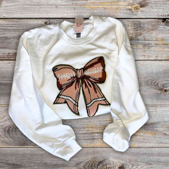 hope + joy collective apparel Girly Football Bow Crewneck Sweatshirt Girly Football Bow Crewneck Sweatshirt