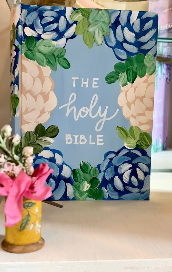 hope + joy collective Blue Hand Painted Large Bible Hand Painted Bibles by Nicole Brown Hand Painted Bibles by Nicole Brown