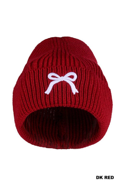hope + joy collective COQUETTE BOW EMBROIDERED CUFF BEANIE COQUETTE BOW EMBROIDERED CUFF BEANIE