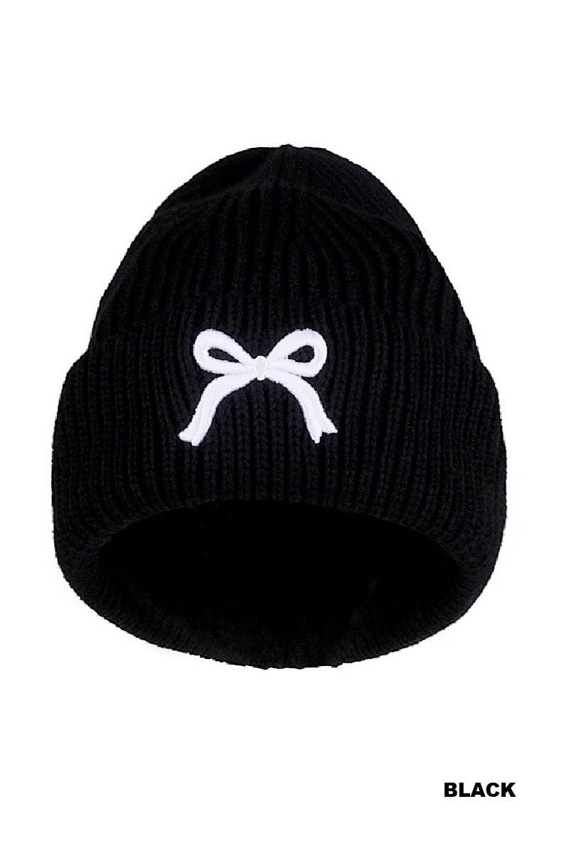 hope + joy collective COQUETTE BOW EMBROIDERED CUFF BEANIE COQUETTE BOW EMBROIDERED CUFF BEANIE