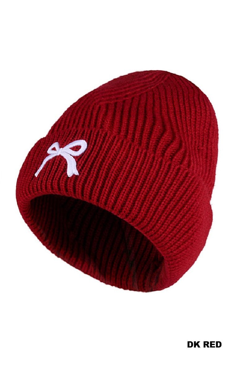 hope + joy collective COQUETTE BOW EMBROIDERED CUFF BEANIE COQUETTE BOW EMBROIDERED CUFF BEANIE