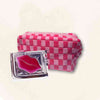 hope + joy collective cosmetic bag Pink Checkered Cosmetic Bag with Collagen Lip Mask Pink Checkered Cosmetic Bag with Collagen Lip Mask