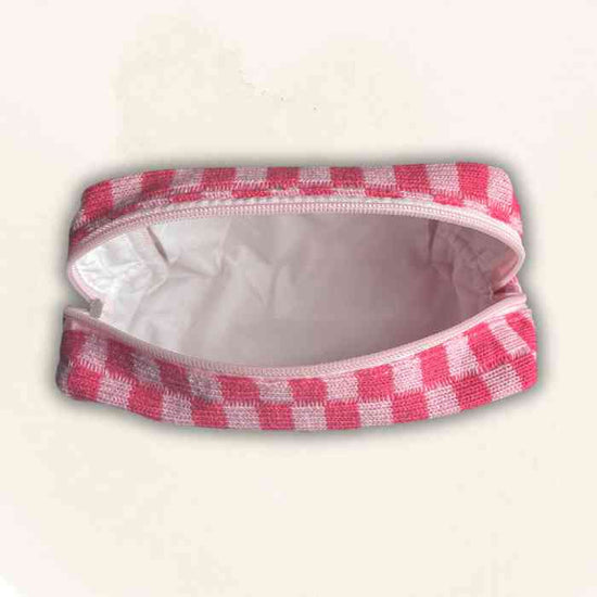 hope + joy collective cosmetic bag Pink Checkered Cosmetic Bag with Collagen Lip Mask Pink Checkered Cosmetic Bag with Collagen Lip Mask