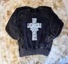 hope + joy collective Grace & Grit Crewneck | Embroidered Cross with Bow Detail Grace & Grit Crewneck | Embroidered Cross with Bow Detail