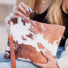 hope + joy collective handbag Faux Fur Cow-Print Clutch Handbag Faux Fur Cow-Print Clutch Handbag