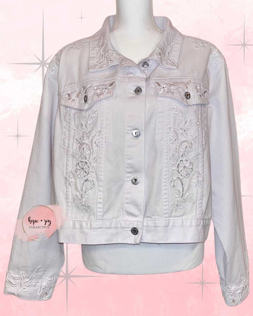hope + joy collective jacket 3XL HJC Plus-Size White Denim Bridal Jacket HJC Plus-Size White Denim Bridal Jacket