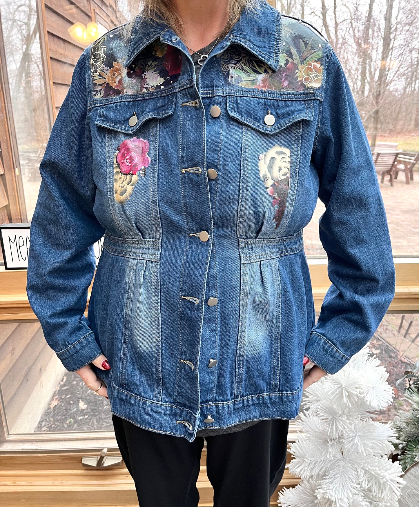 hope + joy collective jacket Celestial Floral Plus Denim Jacket Celestial Floral Plus Denim Jacket