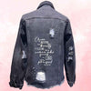 hope + joy collective jacket Medium Proverbs 31:30 Black Distressed Denim Jacket Proverbs 31:30 Black Distressed Denim Jacket
