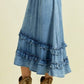 hope + joy collective Jean Skirt Asymmetrical Ruffle Midi Skirt Asymmetrical Ruffle Midi Skirt