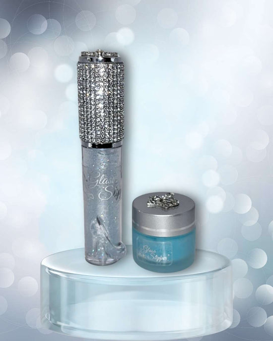 hope + joy collective lip gloss, beauty, cosmetics Glass Slipper Limited Edition Lip Gloss and Scrub Set - Rhinestone Crown - Christian Gift Glass Slipper Limited Edition Lip Gloss and Scrub Set - Rhinestone Crown - Christian Gift