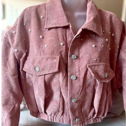 hope + joy collective Pink Corduroy Pearl Jacket