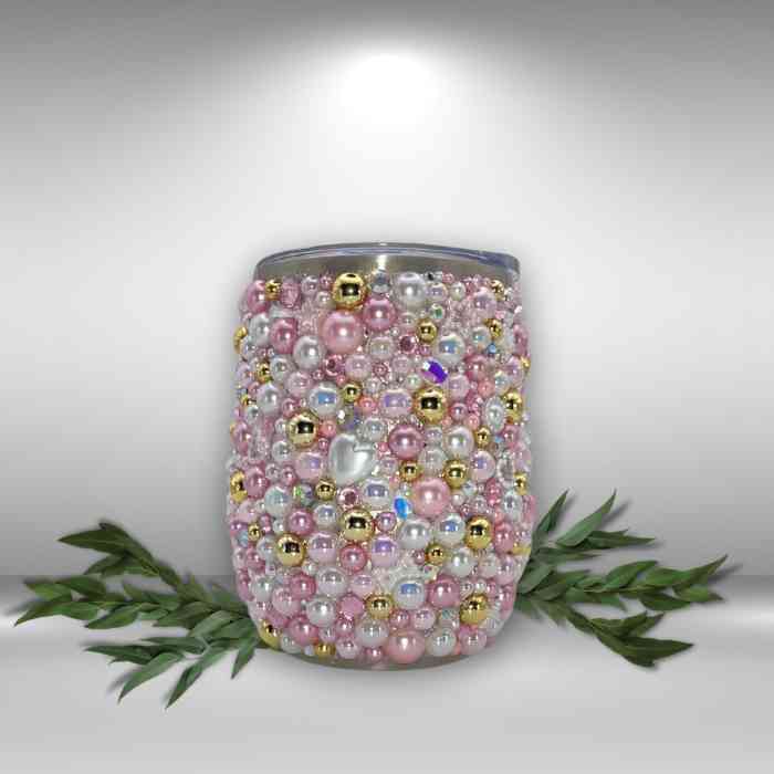 hope + joy collective Pink Pearl & Rhinestone Wine Tumbler