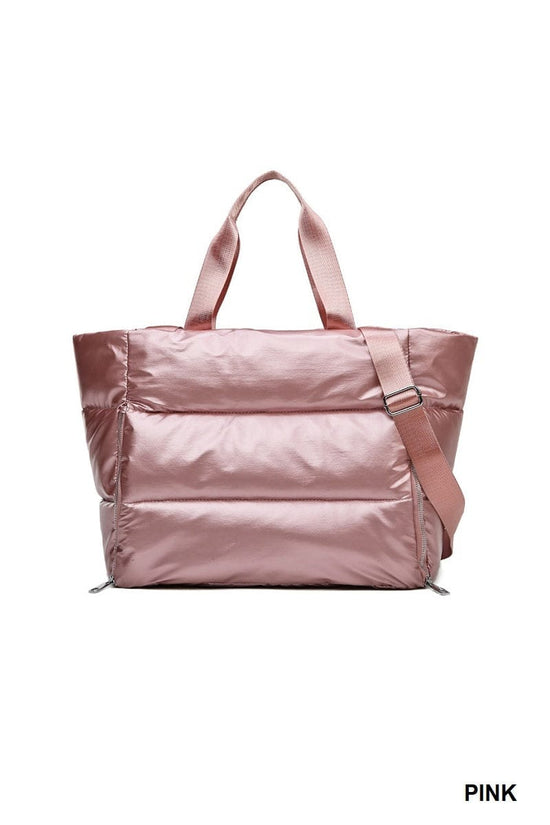 hope + joy collective Puffy Quilted Waterproof Travel Tote Bag Puffy Quilted Waterproof Travel Tote Bag