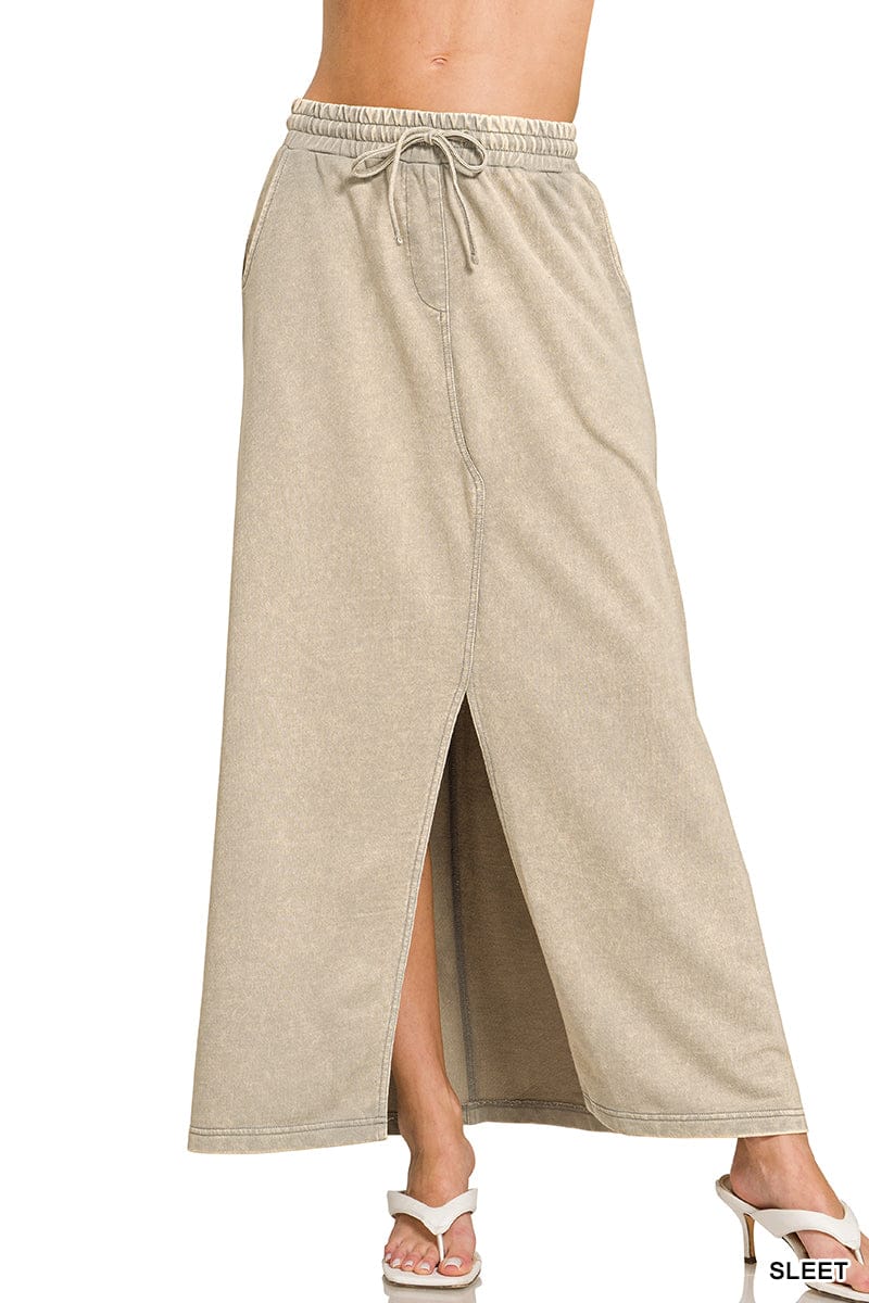 hope + joy collective Skirt Beige / S French Terry Acid-Washed Knit Skirt French Terry Acid-Washed Knit Skirt