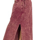 hope + joy collective Skirt Maroon / S French Terry Acid-Washed Knit Skirt French Terry Acid-Washed Knit Skirt