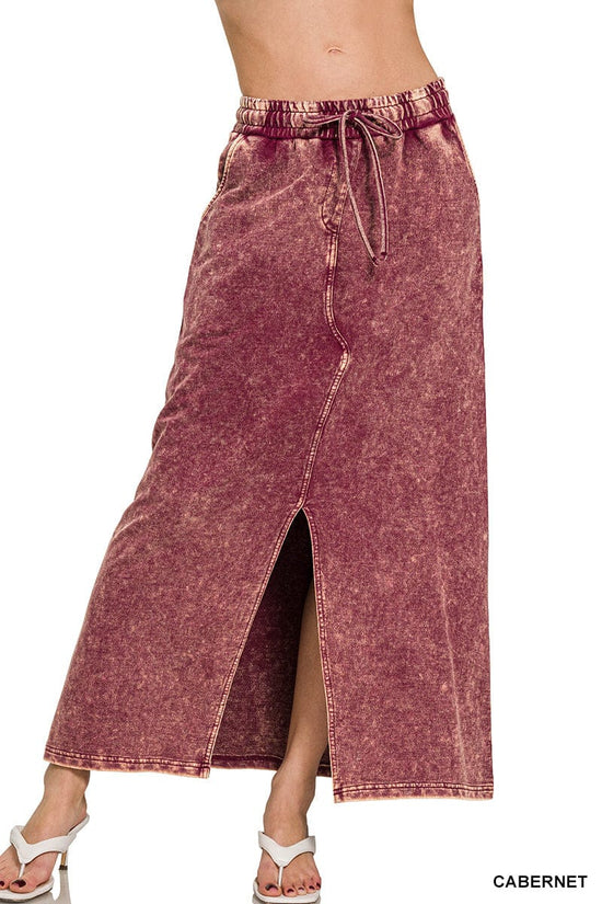 hope + joy collective Skirt Maroon / S French Terry Acid-Washed Knit Skirt French Terry Acid-Washed Knit Skirt