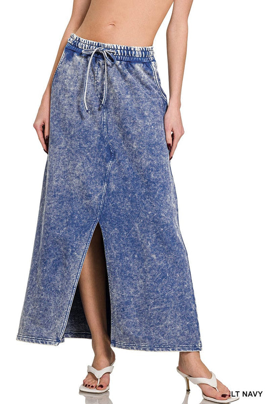 hope + joy collective Skirt Navy Blue / S French Terry Acid-Washed Knit Skirt French Terry Acid-Washed Knit Skirt