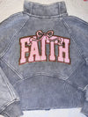hope + joy collective Sweatshirt Faith Zip-Up | Sparkling Chenille & Sequin Design Faith Zip-Up | Sparkling Chenille & Sequin Design