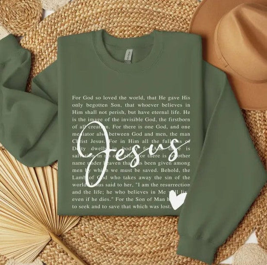 hope + joy collective Sweatshirt Military Green Jesus Crewneck Sweatshirt Military Green Jesus Crewneck Sweatshirt