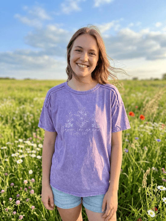 hope + joy collective T-Shirt Lavender / S Grow in Grace T-Shirt | Bright Pastel Tee Grow in Grace T-Shirt | Bright Pastel Tee