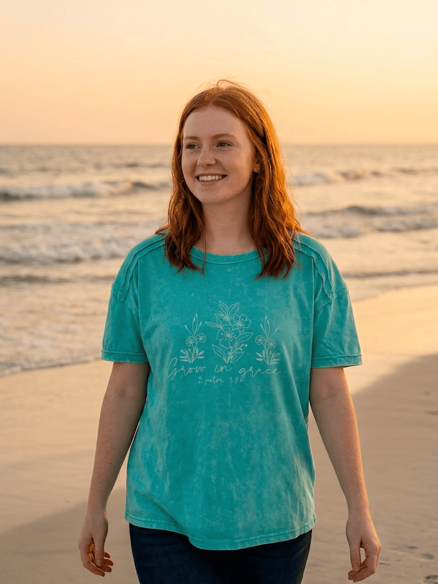 hope + joy collective T-Shirt Mint Green / S Grow in Grace T-Shirt | Bright Pastel Tee Grow in Grace T-Shirt | Bright Pastel Tee