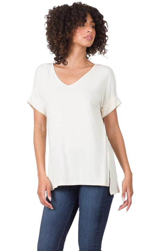 hope + joy collective T-Shirt Pray on it, Over it, Through it Ladies Modal Short Sleeve V-Neck Top