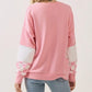 hope + joy collective tops Feminine Pink and White Checkered Print Patchwork Pullover Feminine Pink and White Checkered Print Patchwork Pullover