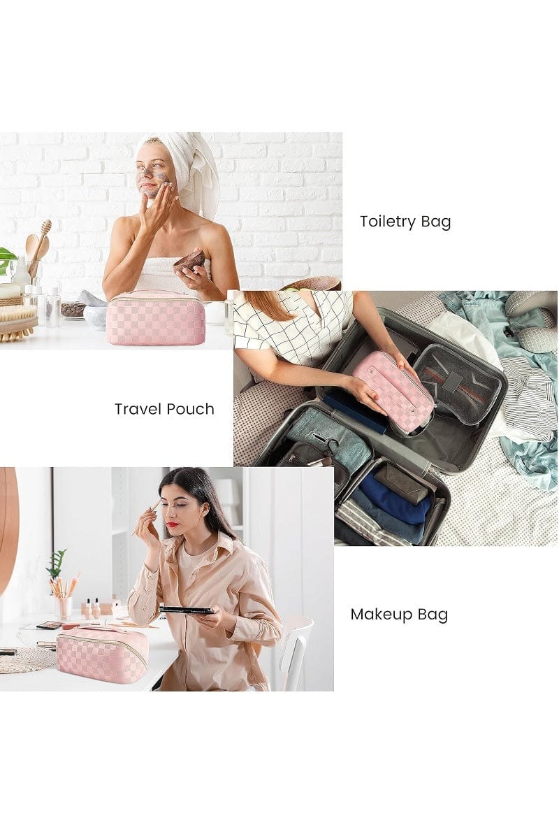 hope + joy collective Vegan Leather Checkered Make-up Bag Vegan Leather Checkered Make-up Bag