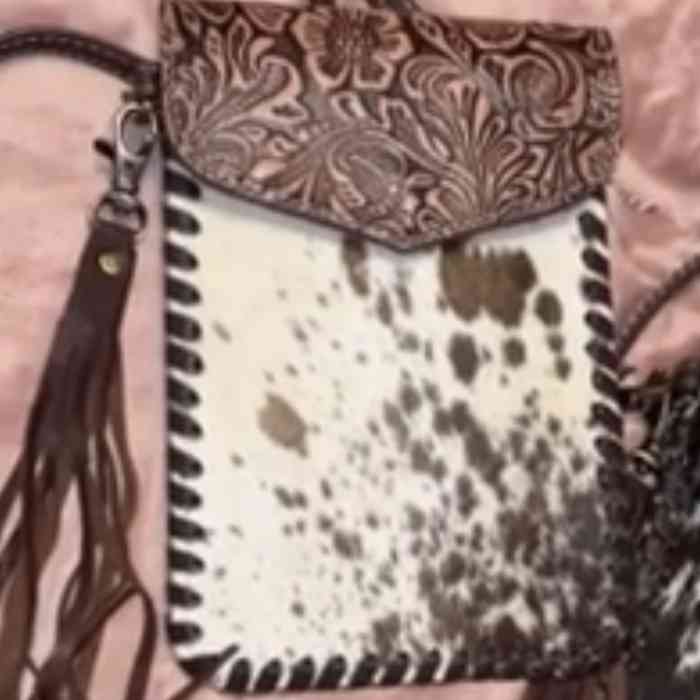 hope + joy collective Western Tooled Leather & Cowhide Crossbody Western Tooled Leather & Cowhide Crossbody