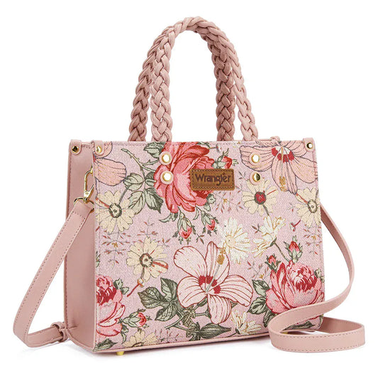 hope + joy collective Wrangler Floral Print Braided Tote Bag - Pink Wrangler Floral Print Braided Tote Bag - Pink