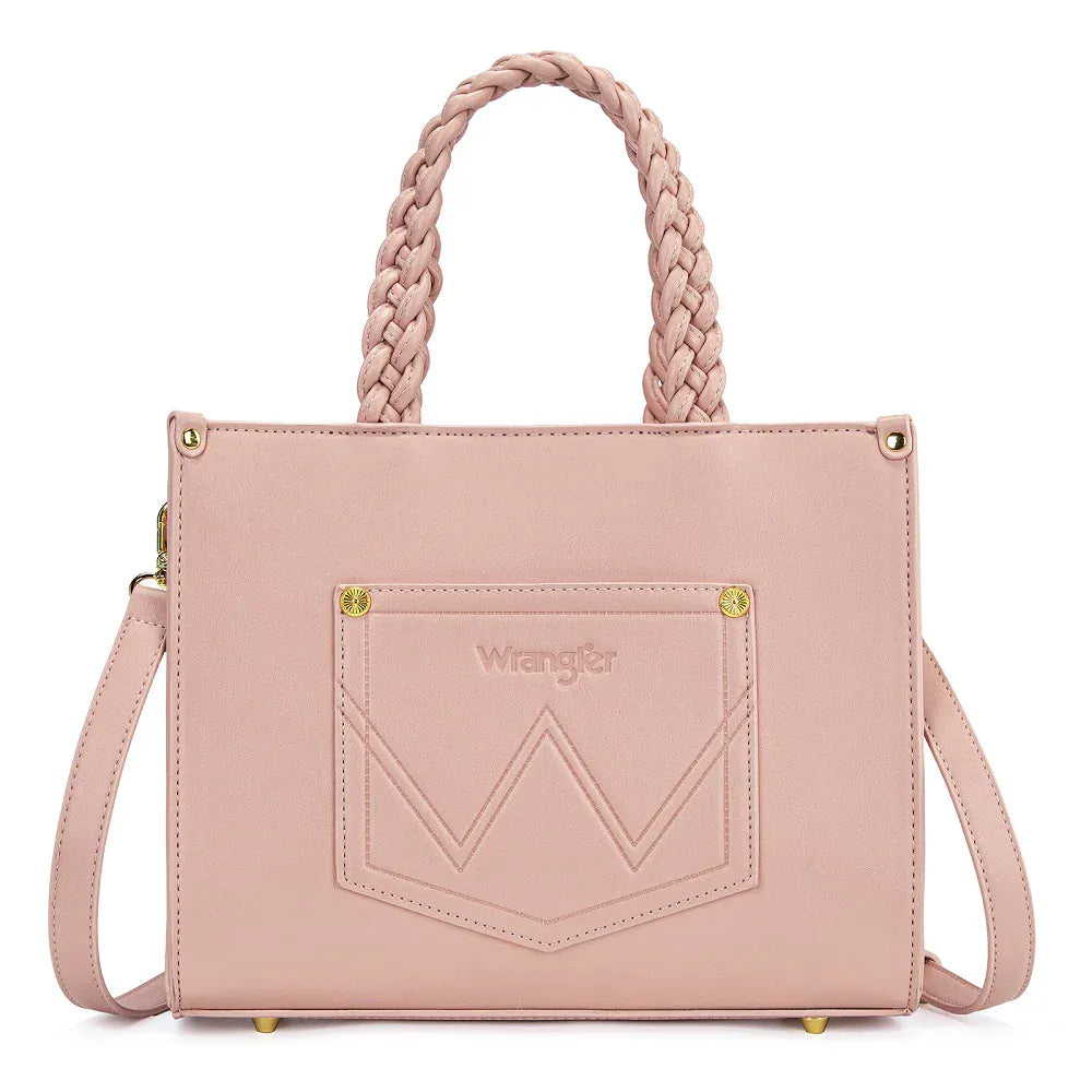 hope + joy collective Wrangler Floral Print Braided Tote Bag - Pink Wrangler Floral Print Braided Tote Bag - Pink