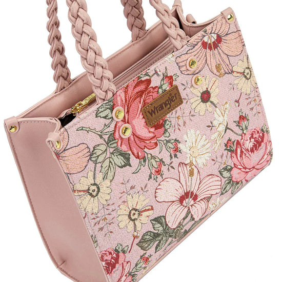 hope + joy collective Wrangler Floral Print Braided Tote Bag - Pink Wrangler Floral Print Braided Tote Bag - Pink