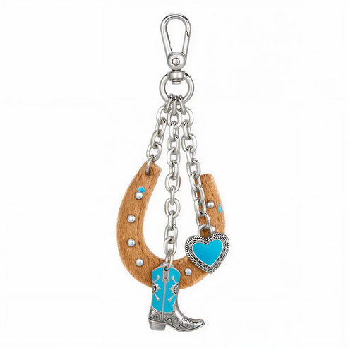 hope + joy collective Wrangler Western Cowhide Horseshoe Bag Charm - Horse Shoe Wrangler Western Cowhide Horseshoe Bag Charm - Horse Shoe