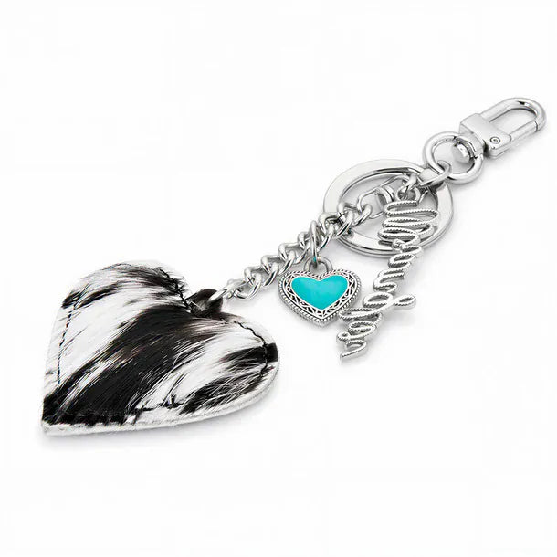 hope + joy collective Wrangler Western Heart Cowhide Bag Charm Wrangler Western Heart Cowhide Bag Charm