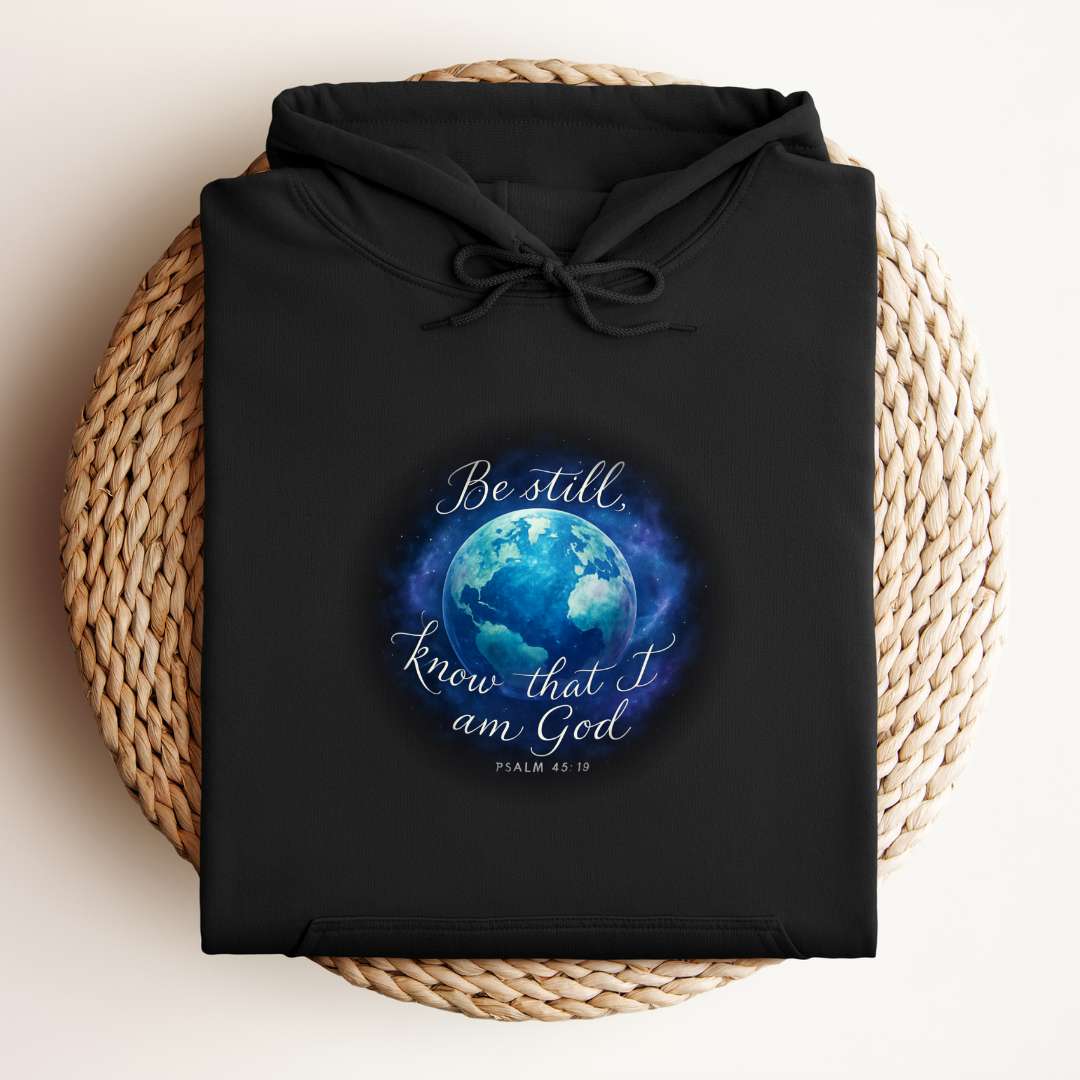 Printify Hoodie Psalm 46:10 Be Still and Know Black Hoodie Psalm 46:10 Be Still and Know Black Hoodie