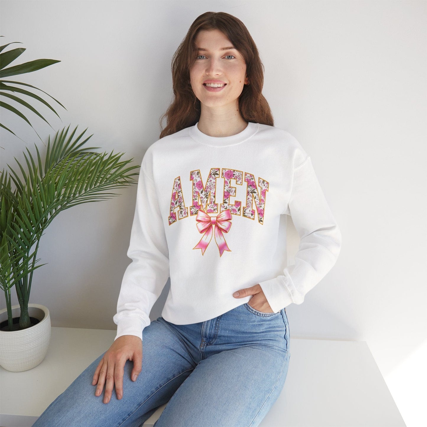 Printify Sweatshirt Amen Floral Crewneck Amen Floral Crewneck