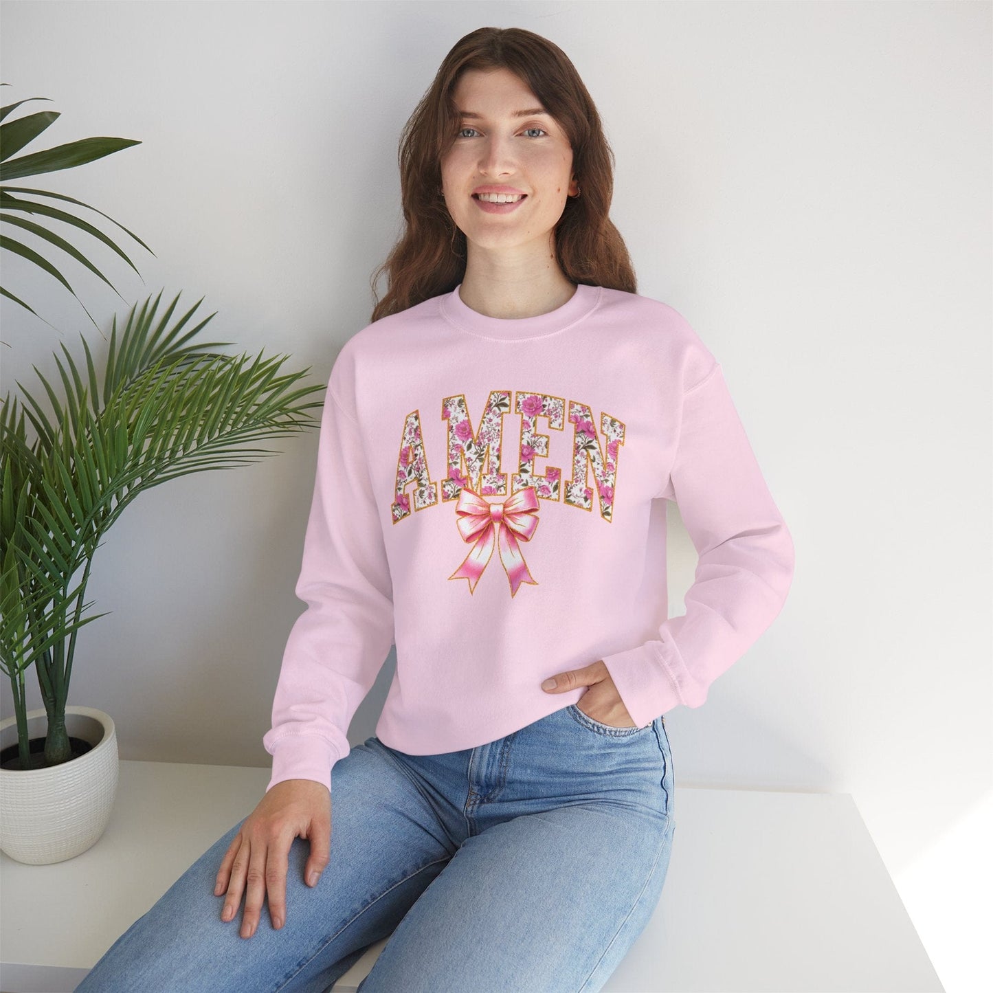 Printify Sweatshirt Amen Floral Crewneck Amen Floral Crewneck