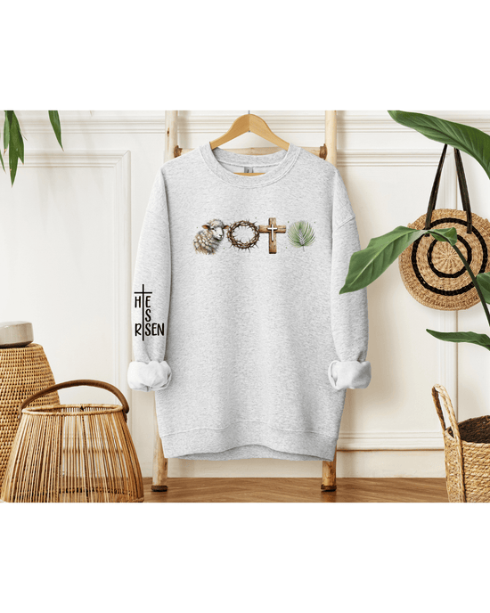Printify Sweatshirt Ash / S Resurrection Story He is Risen Sweatshirt Resurrection Story He is Risen Sweatshirt