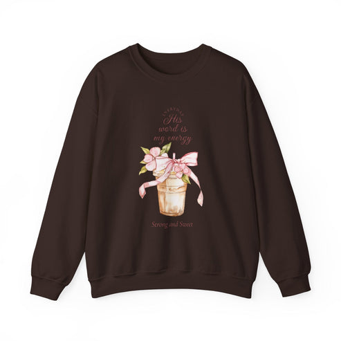 Printify Sweatshirt Dark Chocolate / S His Word is my Energy Crewneck Sweatshirt His Word is my Energy Crewneck Sweatshirt