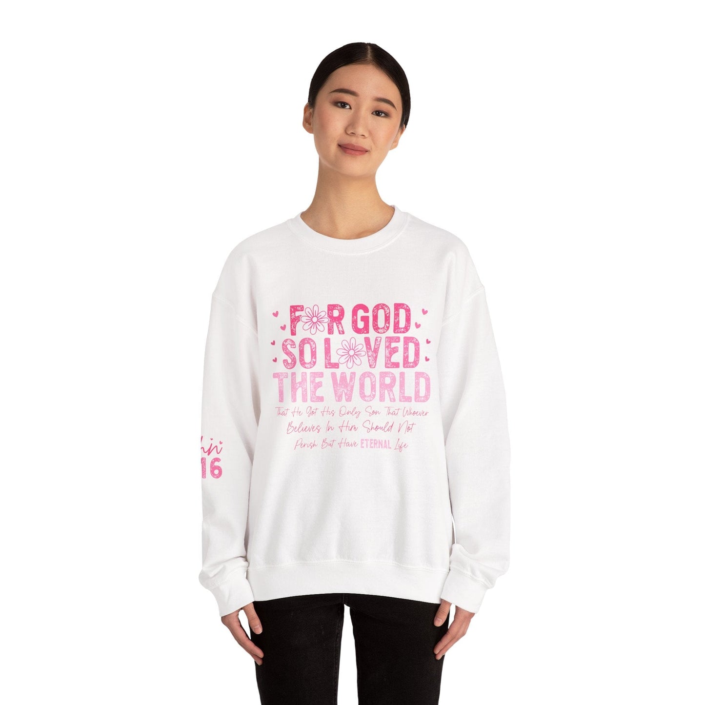 Printify Sweatshirt John 3:16 Sweatshirt | Everlasting Bloom Crewneck John 3:16 Sweatshirt | Everlasting Bloom Crewneck