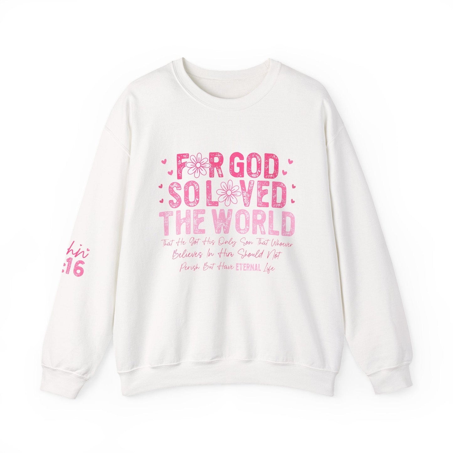 Printify Sweatshirt John 3:16 Sweatshirt | Everlasting Bloom Crewneck John 3:16 Sweatshirt | Everlasting Bloom Crewneck
