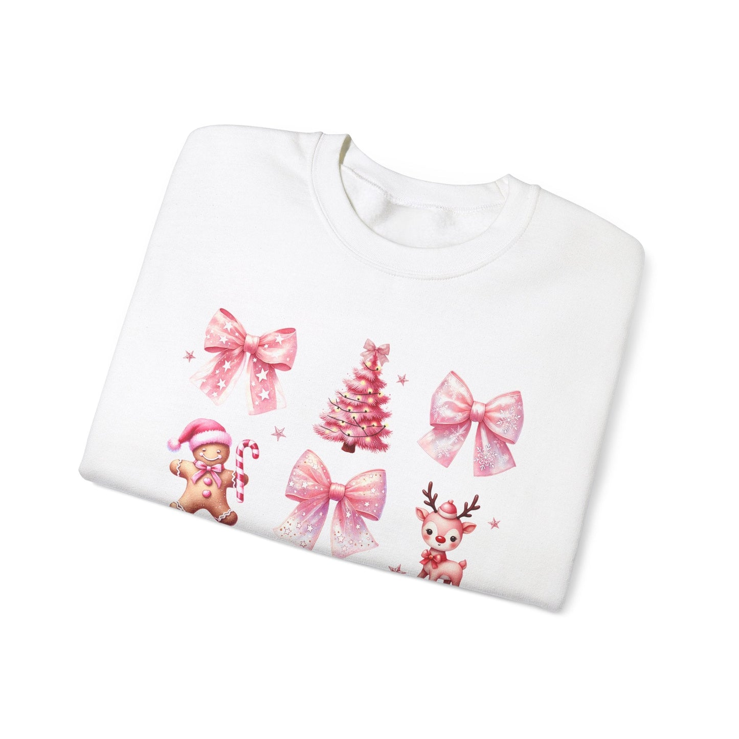 Printify Sweatshirt Pinkmas Coquette Sweatshirt, Adorable Christmas Gift, Comfortable Crewneck, Festive Holiday Apparel, Women's Winter Wear Pinkmas Coquette Sweatshirt, Adorable Christmas Gift, Comfortable Crewneck, Festive Holiday Apparel, Women's Winter Wear